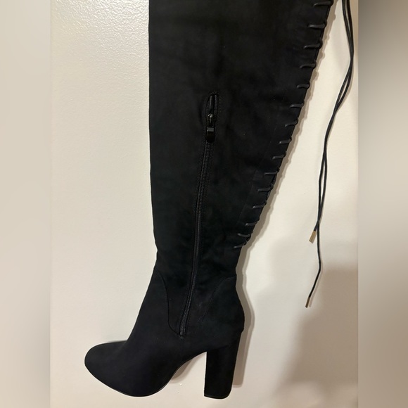 NWOT Over the knee Lace up Suede Heeled Boots - Picture 3 of 5